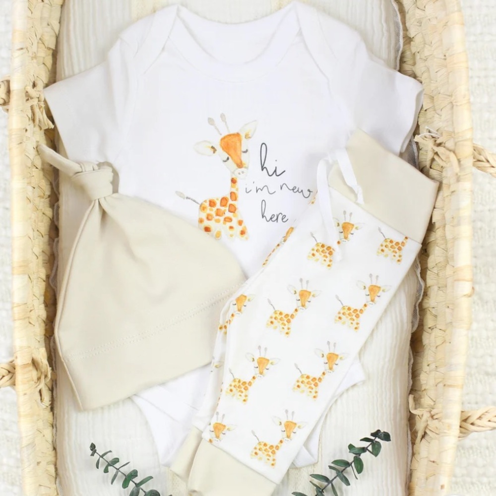 Giraffe Print Baby Outfit Set